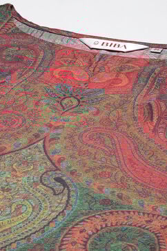 Burnt Orange Rayon Straight Printed Kurta image number 1