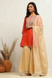 Black Embroidered Festive Straight Suit Set image number 3