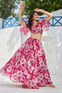 Berry Polyester Straight Printed 2 Piece Set image number 0