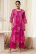 Pink Cotton Printed Pleated Kurta Set image number 6