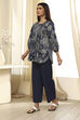 Blue Pure Cotton Fusion Short Kurta Set image number 3
