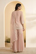 Blush Pink Embroidered Sharara Set with Net Dupatta image number 4