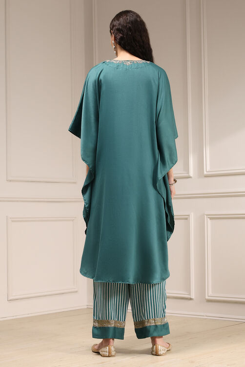 Black Modal Solid Kaftan Fusion Kurta Set image number 3