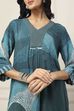 Teal Viscose Rayon Abstract Printed Straight Suit Set image number 1