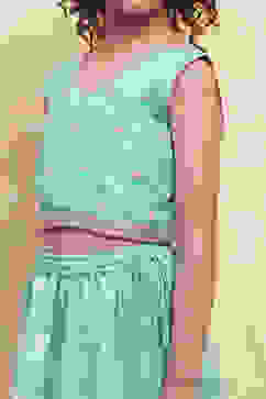 Turquoise Printed Flared Lehenga Set image number 1