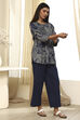 Blue Pure Cotton Fusion Short Kurta Set image number 5