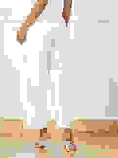 Off White Cotton Solid Pants image number 5