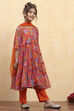 Orange Polyester Printed Tiered Suit Set image number 5