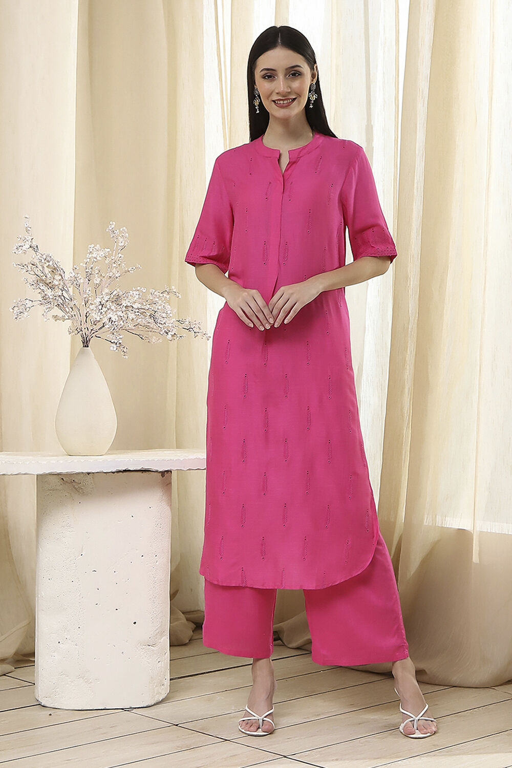 Blush Pink Straight Kurta Set image number 6