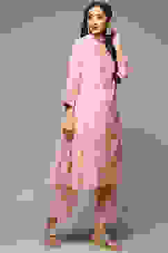 Blush Pink Cotton Blend Straight Kurta Pant Suit Set image number 5