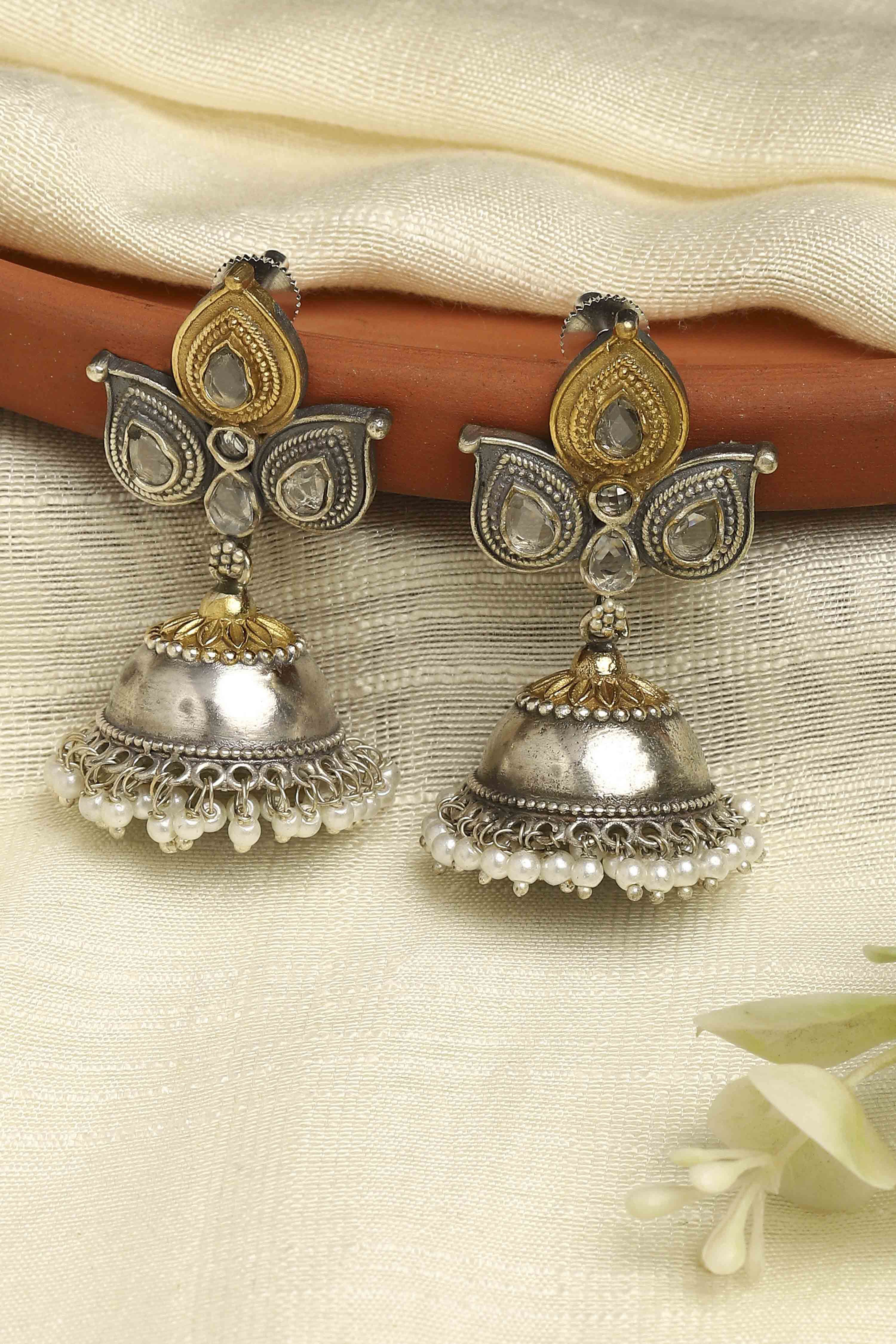 Oxidised Gold Brass Jhumka image number 0