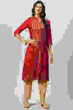 Fuchsia LIVA Straight Printed Kurta image number 0