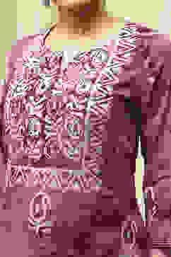 Purple Cotton Unstitched Suit Set image number 2