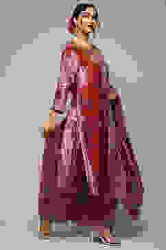 Onion Pink Viscose Straight Kurta Palazzo Suit Set image number 6