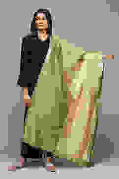 Mustard Cotton Blend Dupatta image number 0