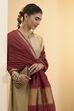 Maroon Cotton Zari Dupatta image number 1
