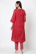 Green Art Silk A Line Kurta Pants Set image number 4