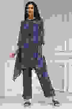 Blue Asymmetric Printed Co-ord Set image number 6