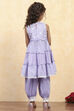 Dark Blue Cotton Tiered Printed Kurta Salwar Set image number 4