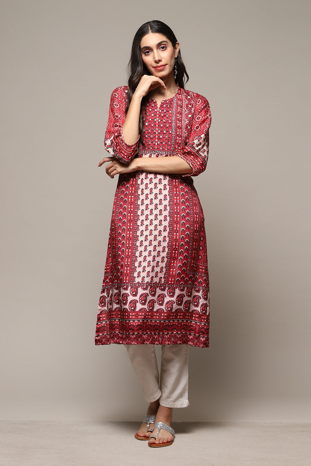 Ivory Viscose A Line Kurta image number 5