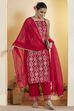 Red Geometric Printed Straight Viscose Blend Kurta Set