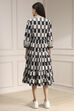 Black and White Cotton Tiered Dress image number 5