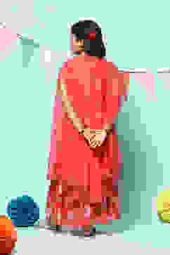 Red Polyester Short Kurta Printed Suit Set image number 4