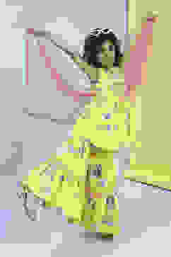 Yellow Cotton Peplum Gathered Suit Set image number 7