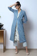 Blue Cotton Straight Printed Kurta With Shrug image number 6