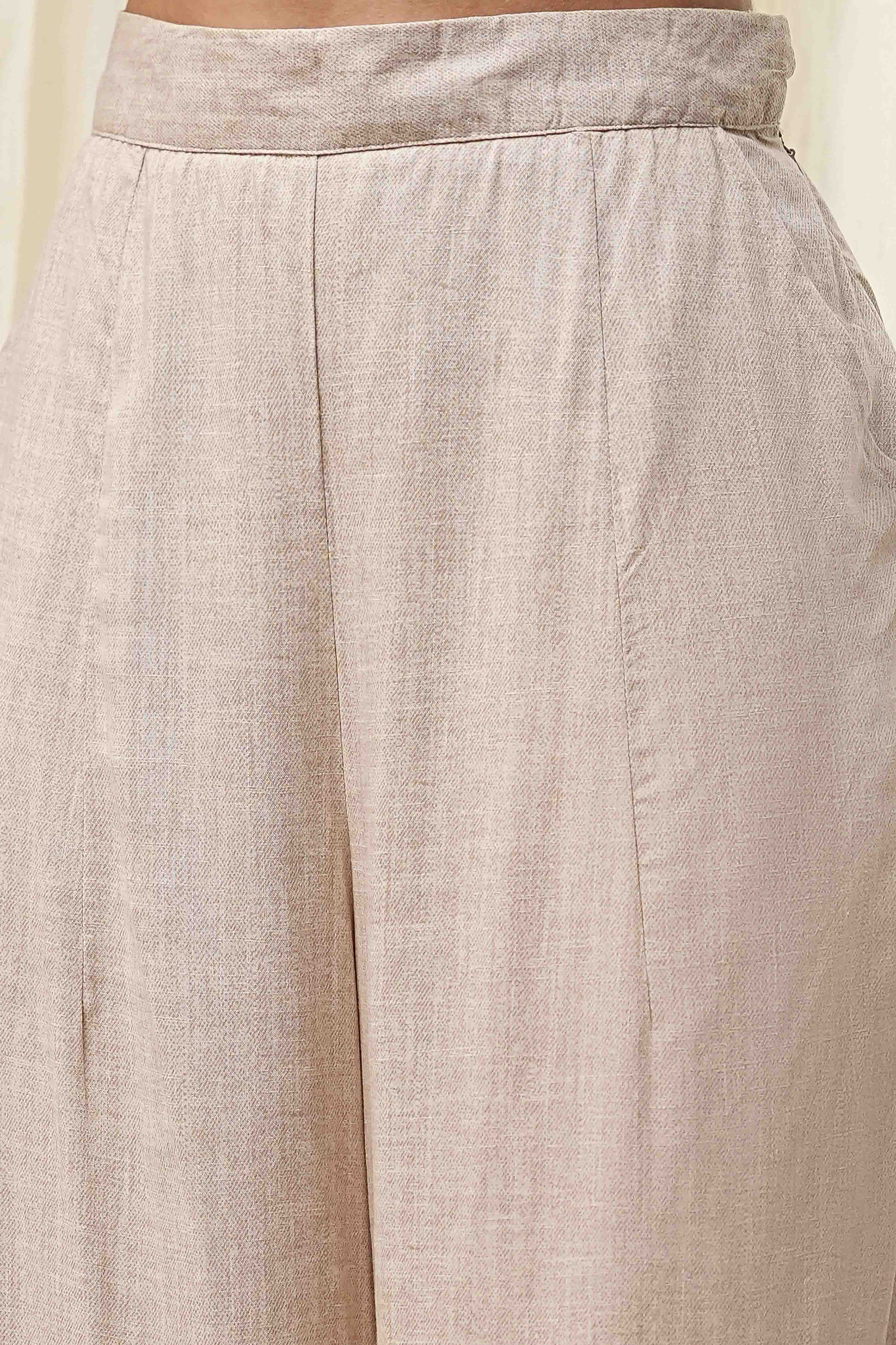 Beige Straight Printed Kurta Set image number 2