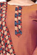 Brown Chanderi Placement Printed Unstitched Suit Set image number 1