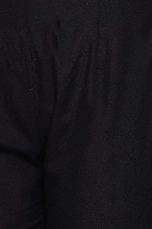Black Woolen A-Line Kurta Narrow Pants Suit Set image number 3