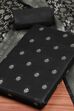 Green Black Poly Cotton Banarasi Unstitched Suit Set image number 1