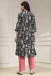 Black Cotton Printed A-Line Kurta image number 3
