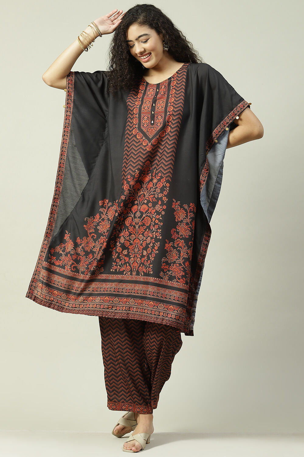 Beige Polyester Kaftan Set image number 6