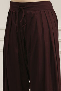 Brown Printed Straight Suit Set image number 2