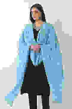 Turquoise Mul Chanderi Dupatta image number 1