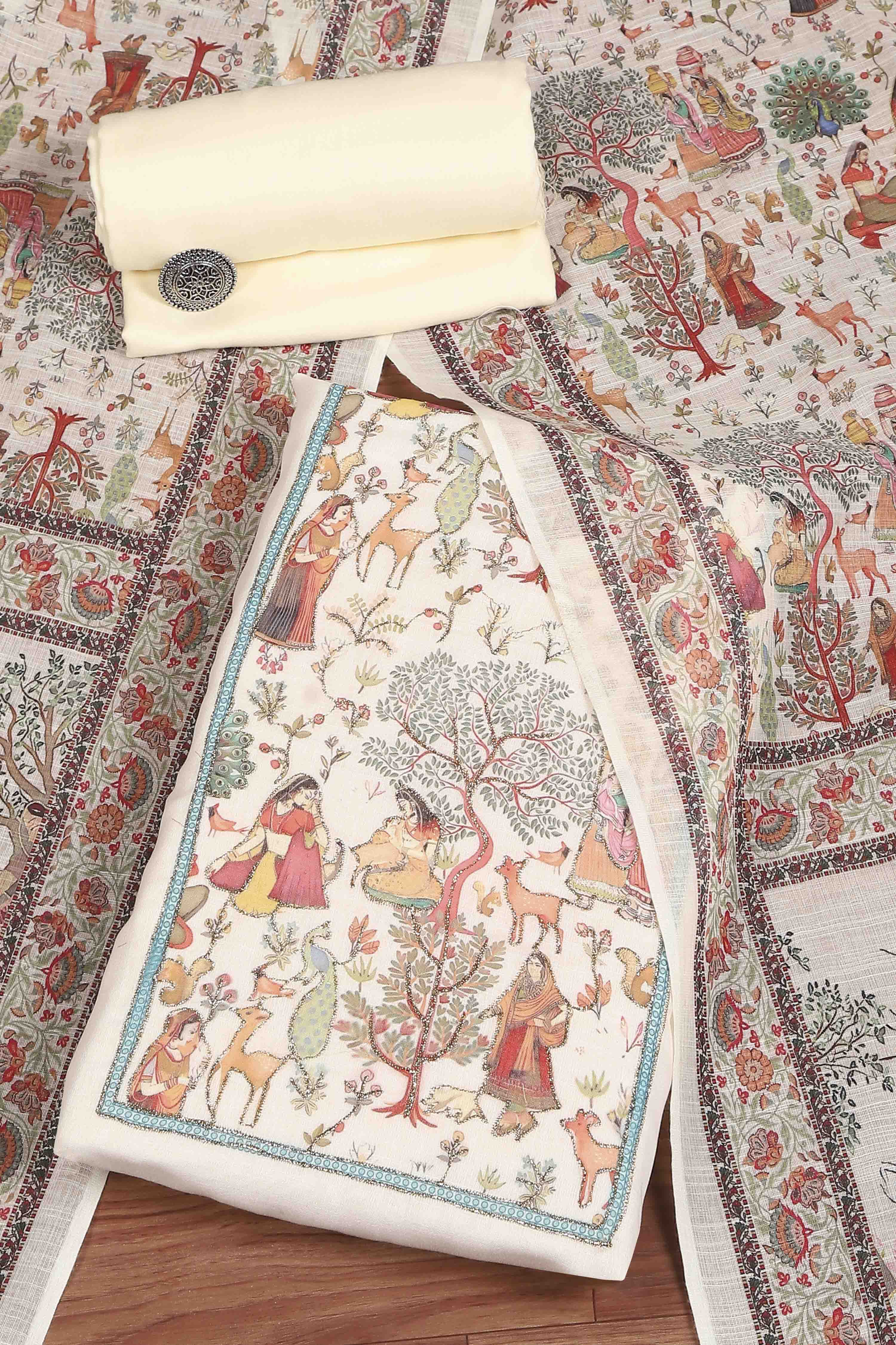 Peach  Unstitched Suit Set image number 0