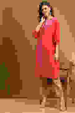 Pink Viscose Blend Straight Kurta image number 0