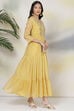 Mustard Poly Cotton Fusion Dress image number 4