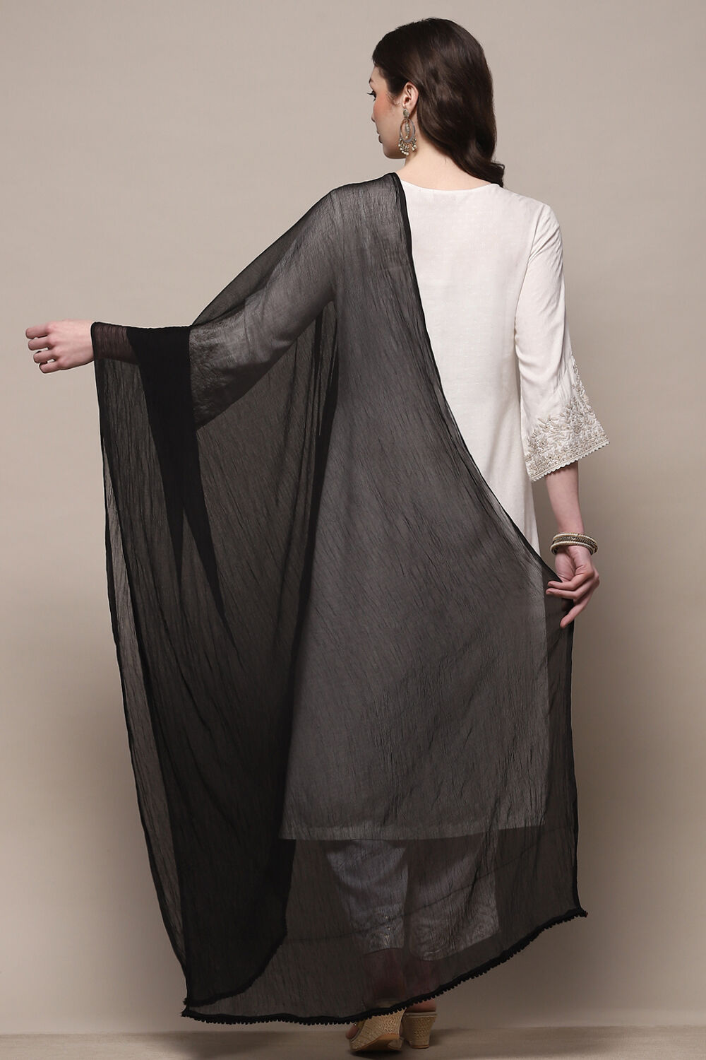 Rust Poly Chiffon Dupatta image number 2
