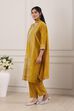 Mustard Yellow Ethnic Motifs Straight Suit Set image number 3