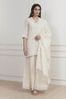 Ecru Cotton Embroidered Straight Sharara Suit Set image number 7