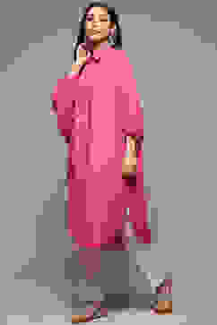 Pink Rayon Straight Printed Kurta image number 0