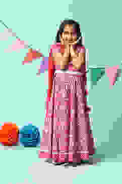 Red Cotton Short Top Lehenga Set image number 7