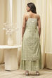 Green Cotton Floral Strappy Straight Suit Set image number 4