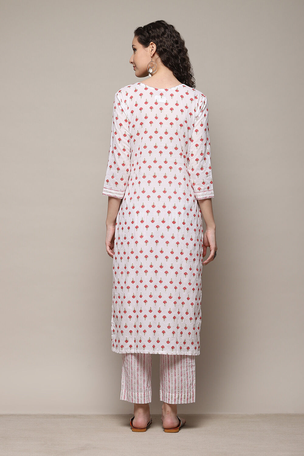 Pink Cotton Handloom Unstitched Suit Set image number 5