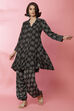 Black And Off White Viscose Printed Short Kurti image number 3