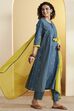 Lime Green Yarndyed Straight Cotton Kurta Set image number 4