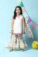 Off White Cotton Gathered Kurta Garara Suit Set image number 0